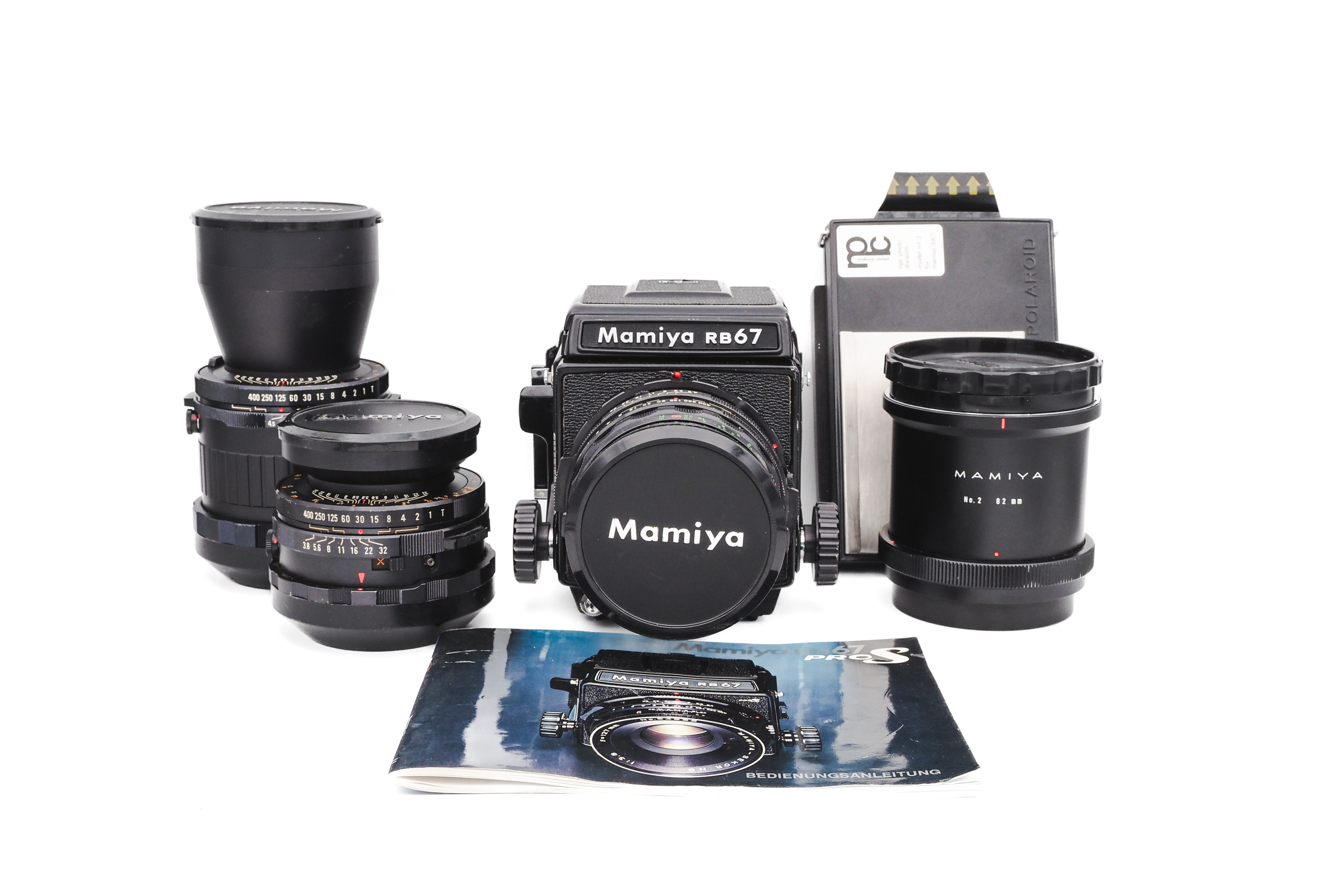 Mamiya RB67 + 50mm f/4.5 + 127mm f/3.8 + 250mm f/4.5