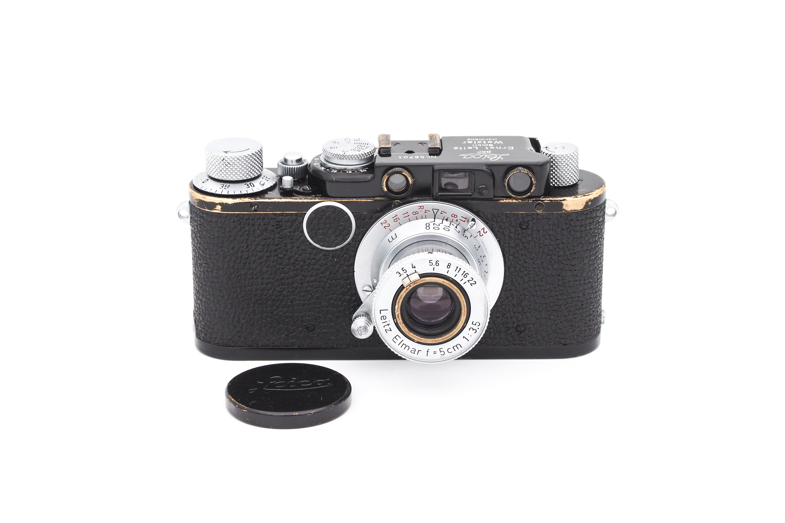 Leica I umgerüstet auf IIa Sync. + 5 cm f/3,5 Elmar rote Skala